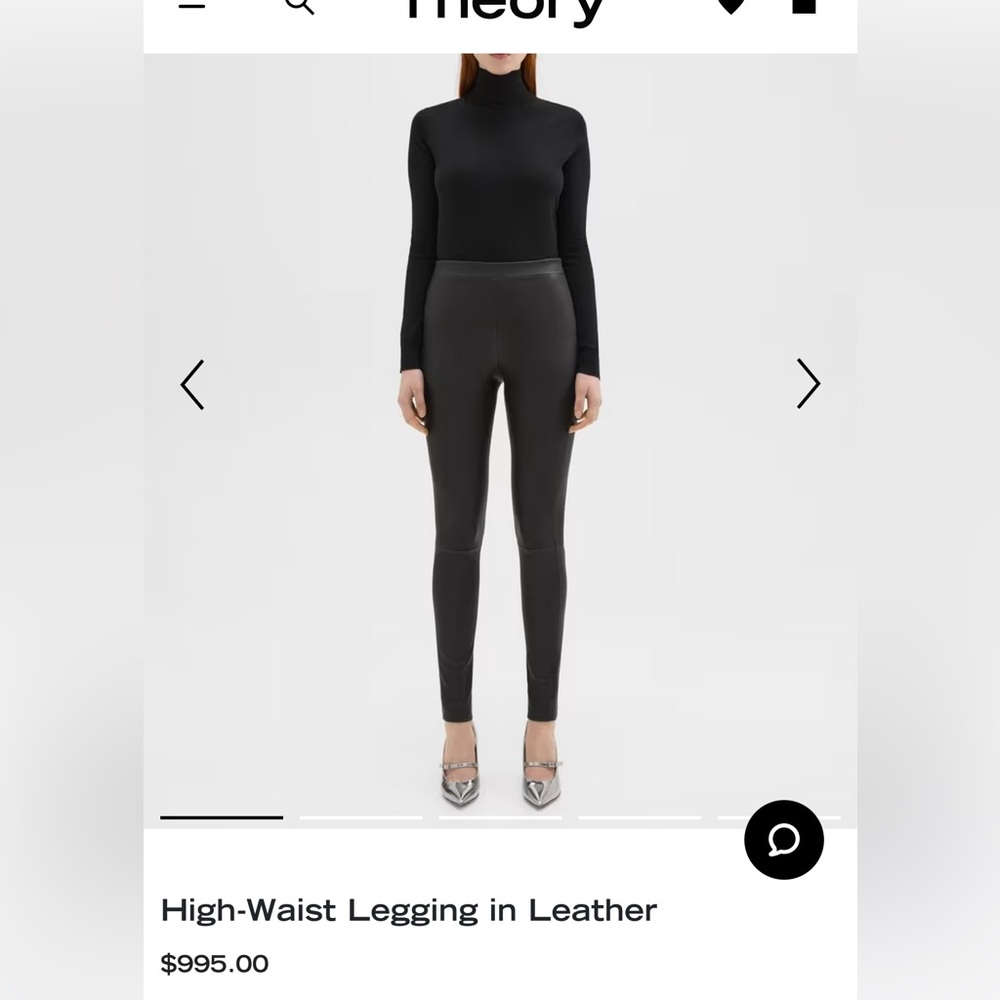 Theory Charcoal Leather Leggings